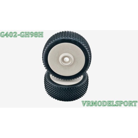 Pneus Mini spike yellow montés collés sur jantes blanches 24mm SCHUMACHER