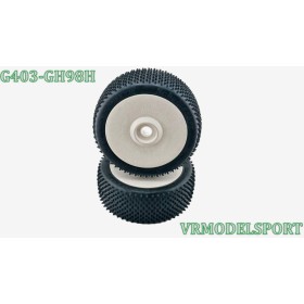 Pneus Mini spike silver montés collés sur jantes blanches 24mm SCHUMACHER