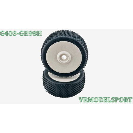 Pneus Mini spike silver montés collés sur jantes blanches 24mm SCHUMACHER